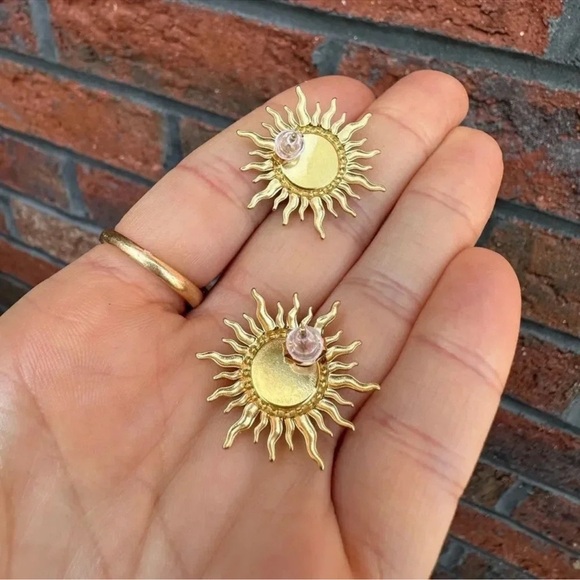 Turquoise Sun 18K Gold Stainless Steel Waterproof Earrings - Picture 10 of 11